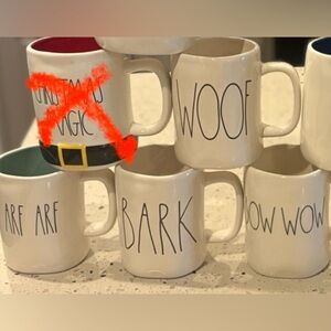 Rae Dunn Woof and Bark Mug Set - White and Red